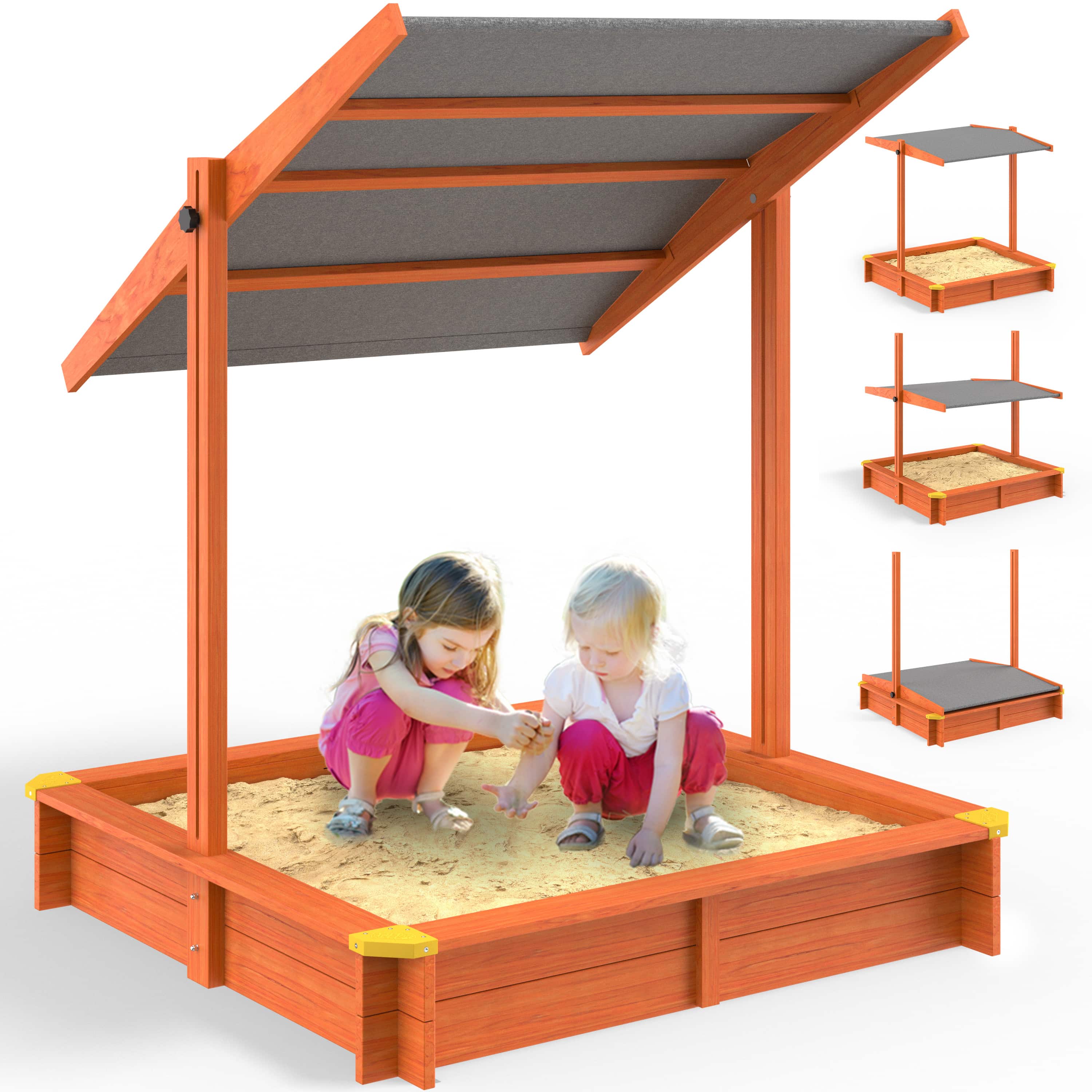foto del prodotto sabbiera per bambini sami 120x120cm con tetto uv 50 
