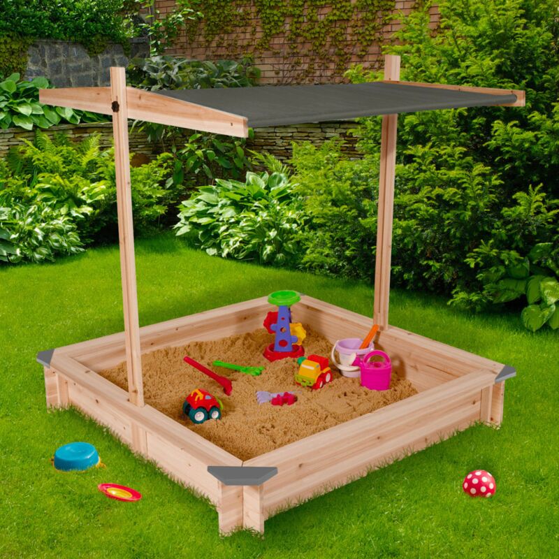foto del prodotto sabbierra in legno con tetto apribile grigio kids