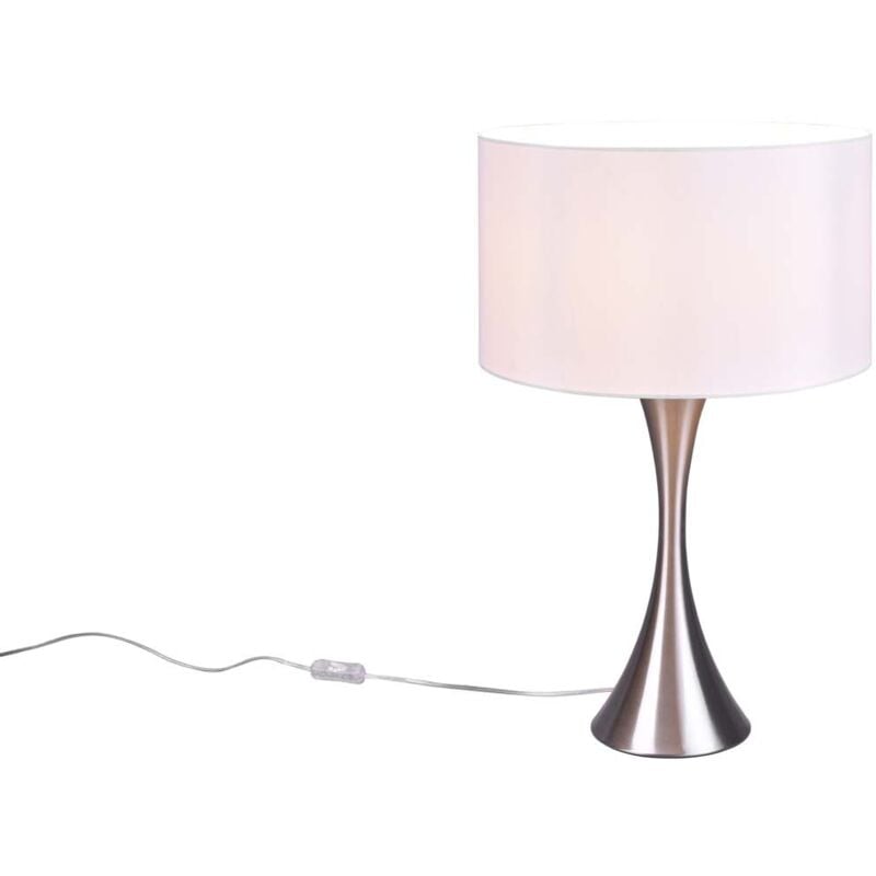 foto del prodotto sabia lampada da tavolo grande metallo acciaio e paralume bianco h. 62,5cm