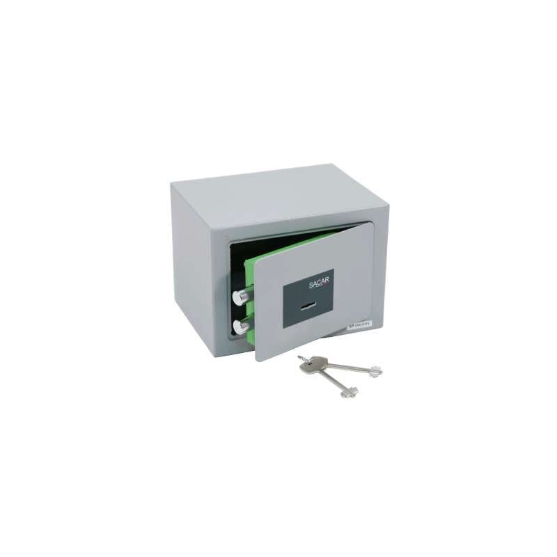 foto del prodotto sacar cassaforte in acciaio a chiave per mobile grigia 23x17x17cm