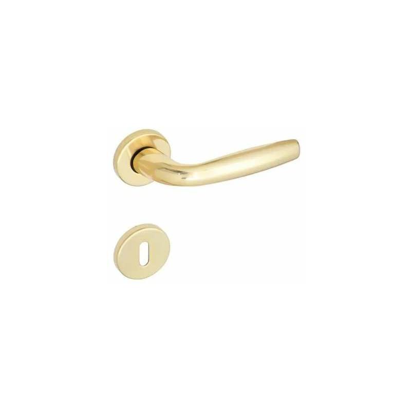 foto del prodotto sacar due maniglia milena alluminio con rosetta patent ottone lucido