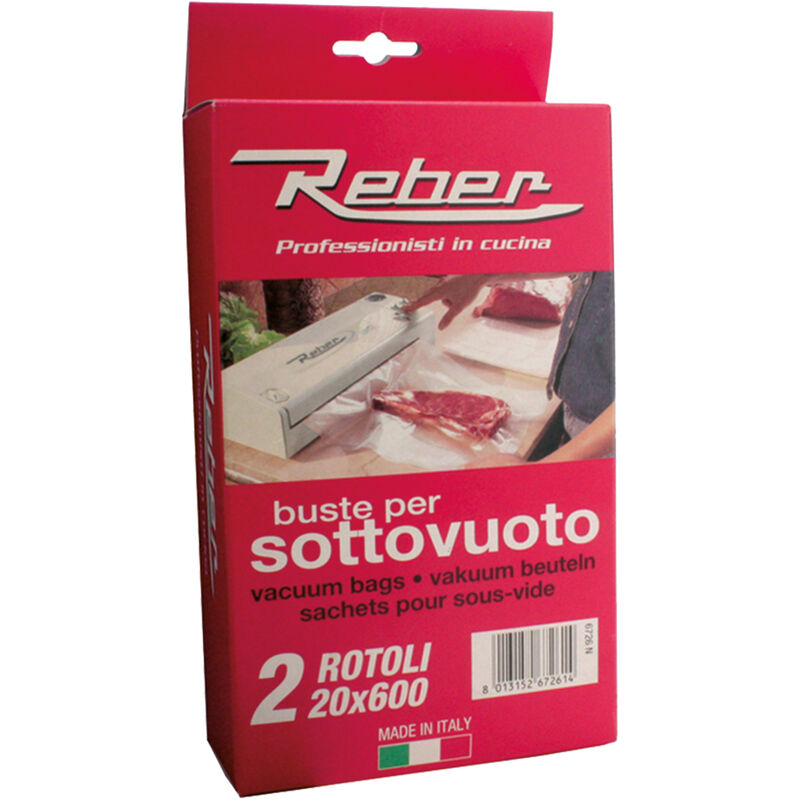 foto del prodotto sacchetti a rotoli per sottovuoto n. 2 rotoli cm 20 x 6 mt