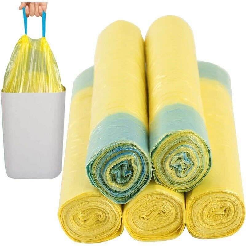 foto del prodotto sacchetti della spazzatura 10l 15l sacchetti gialli con manico sacchetti della spazzatura con coulisse sacchi della spazzatura con coulisse 75 pezzi