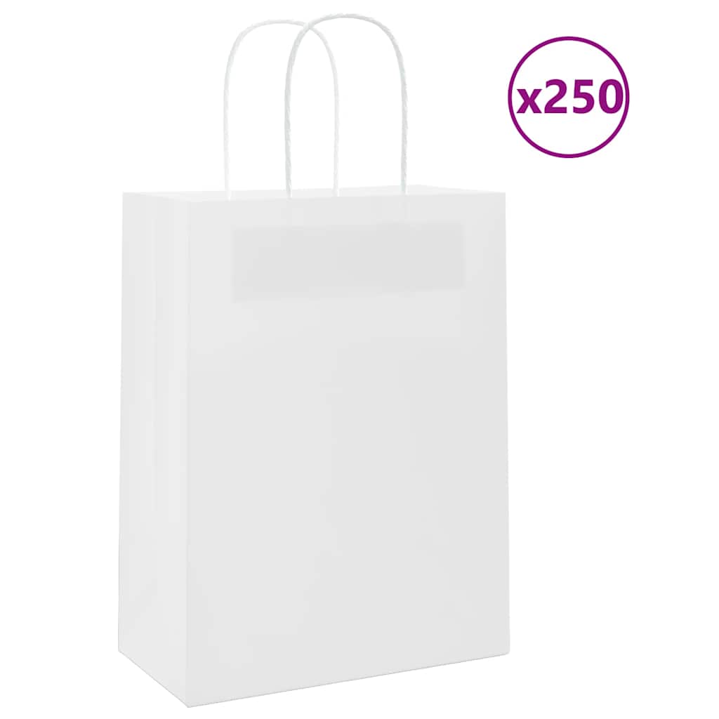 foto del prodotto sacchetti di carta 250 pz con manici bianchi 21x11x28 cm