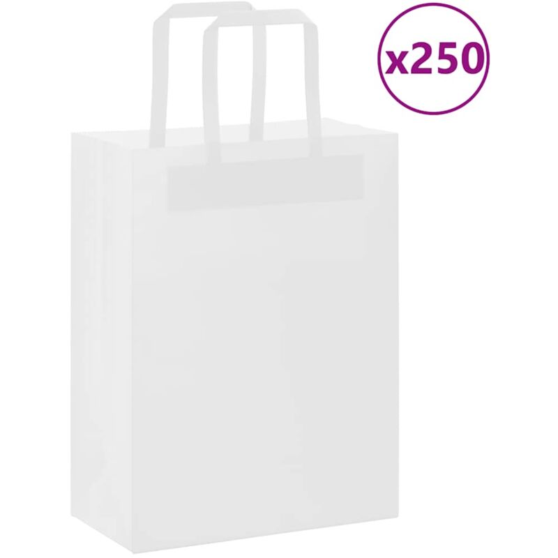 foto del prodotto sacchetti di carta 250 pz con manici bianchi 21x11x28 cm - vidaxl