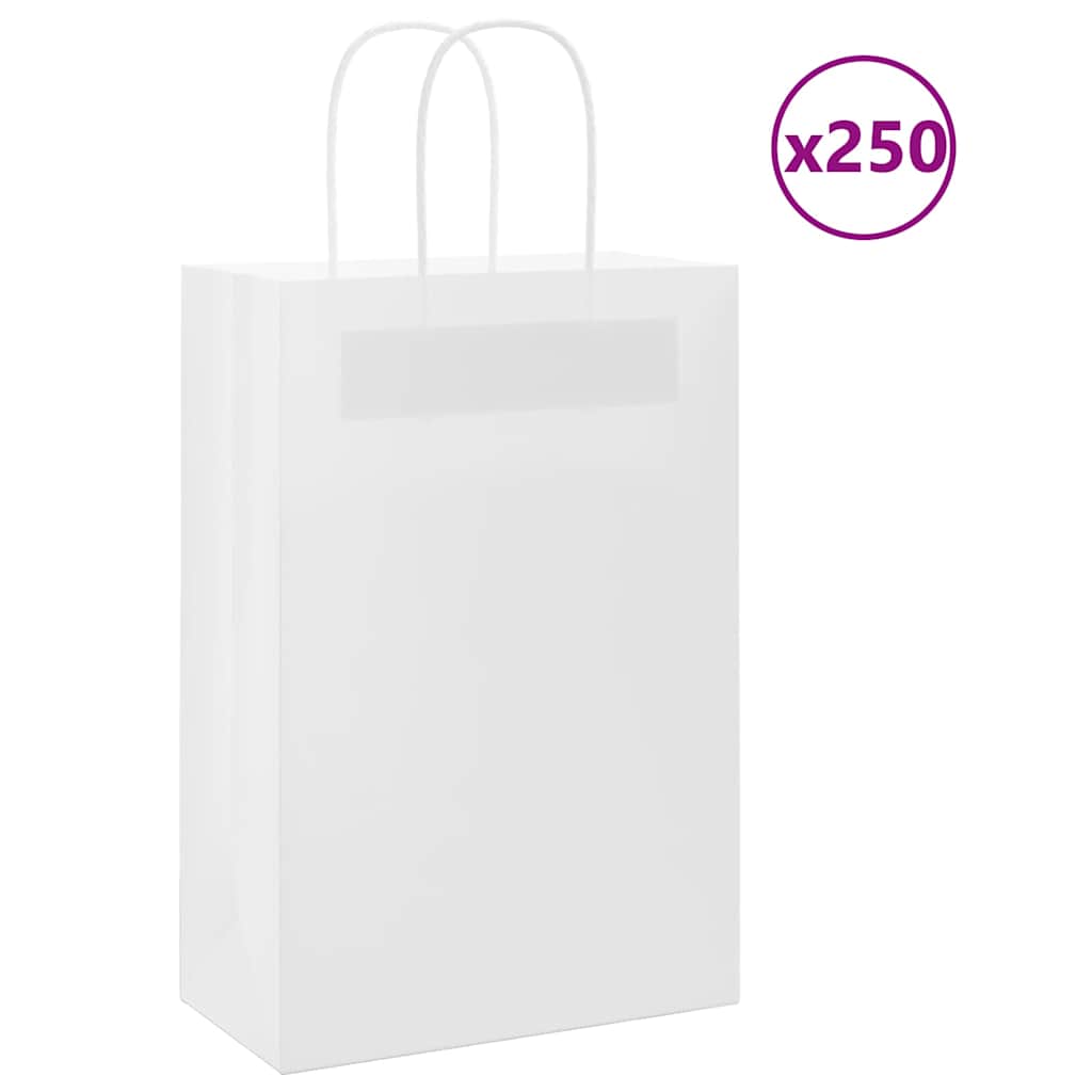 foto del prodotto sacchetti di carta 250 pz con manici bianchi 21x11x31 cm