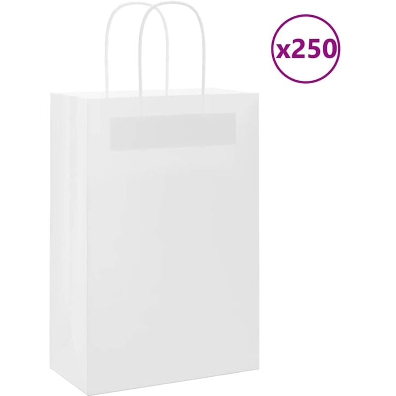 foto del prodotto sacchetti di carta 250 pz con manici bianchi 21x11x31 cm vidaxl