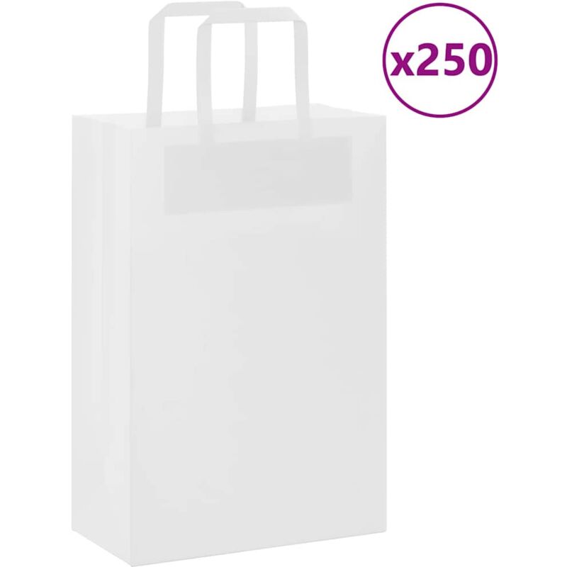 foto del prodotto sacchetti di carta 250 pz con manici bianchi 21x11x31 cm - vidaxl