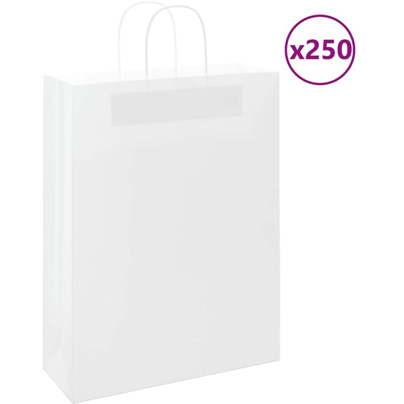 foto del prodotto sacchetti di carta 250 pz con manici bianchi 32x12x42 cm vidaxl