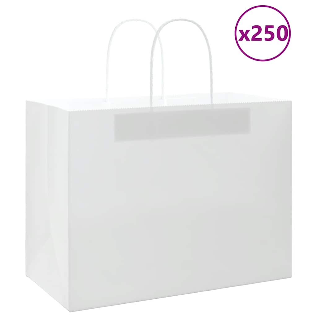 foto del prodotto sacchetti di carta 250 pz con manici bianchi 32x17x25 cm