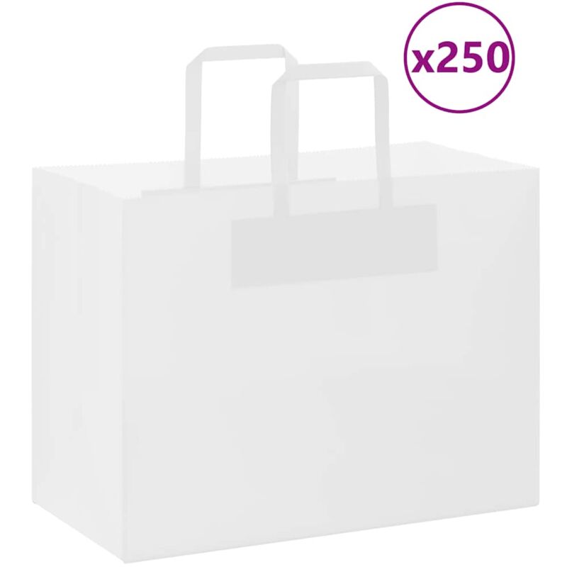 foto del prodotto sacchetti di carta 250 pz con manici bianchi 32x17x25 cm vidaxl