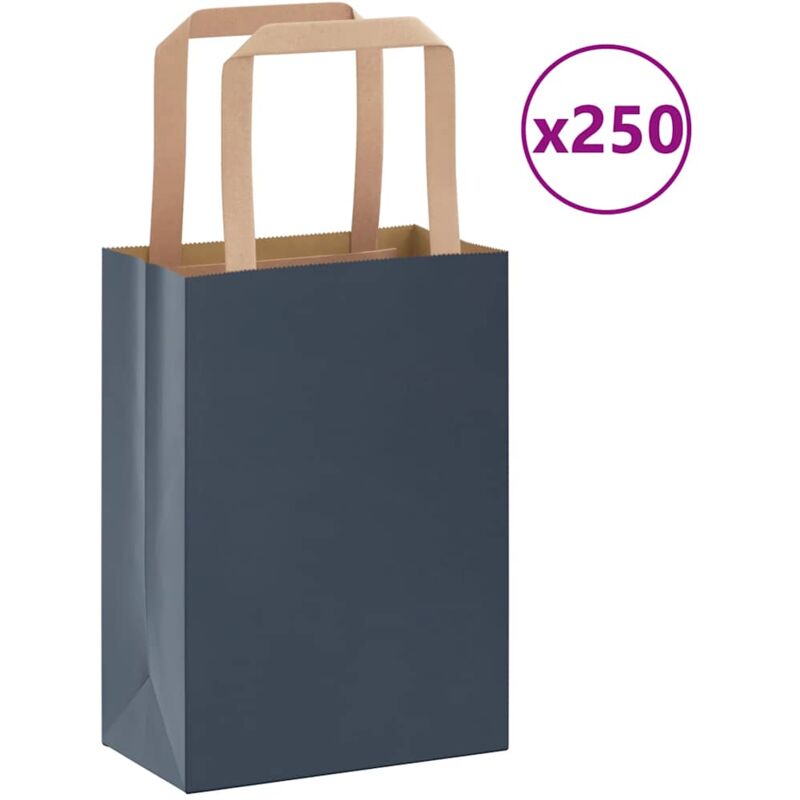 foto del prodotto sacchetti di carta 250 pz con manici blu 15x8x21 cm vidaxl