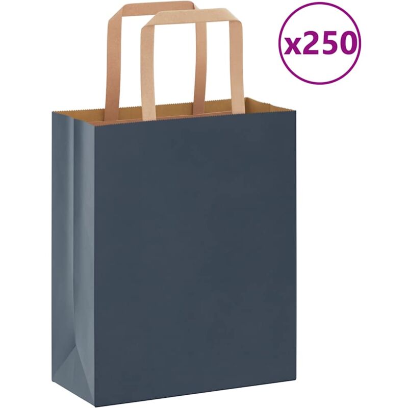 foto del prodotto sacchetti di carta 250 pz con manici blu 18x8x22 cm vidaxl