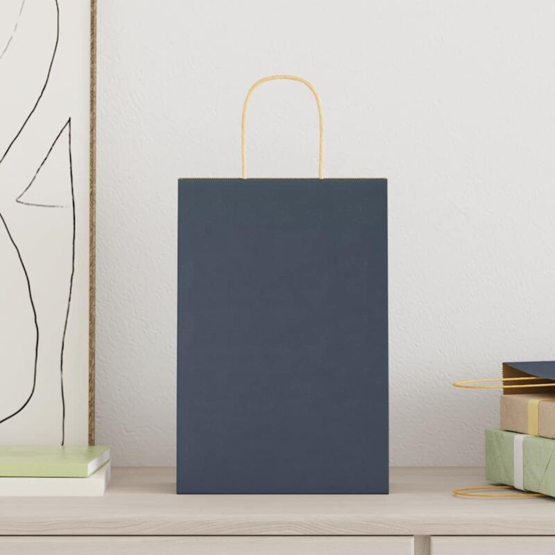 foto del prodotto sacchetti di carta 250 pz con manici blu 21x11x31 cm vidaxl