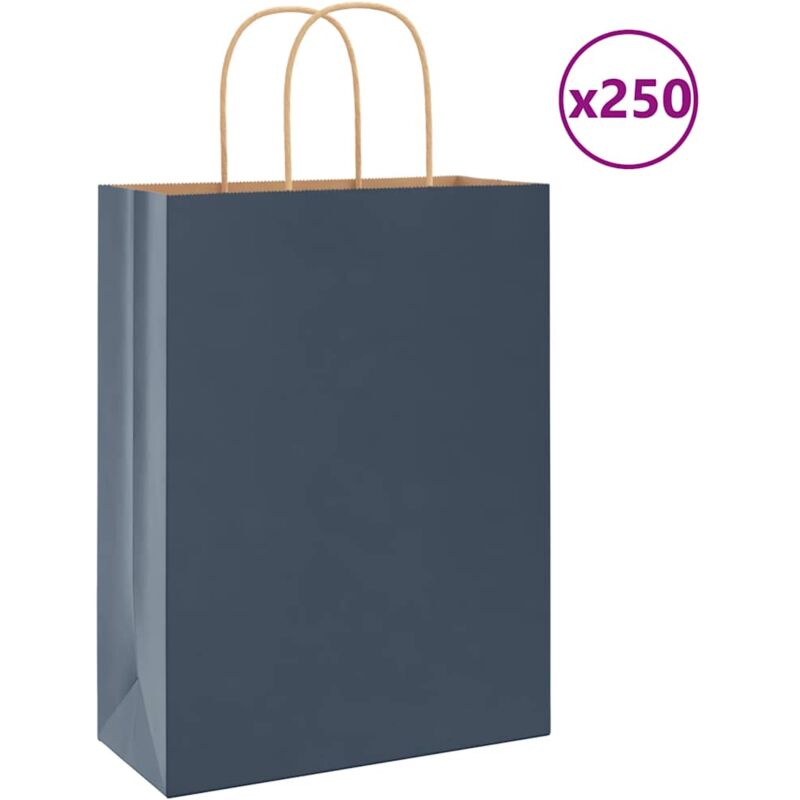 foto del prodotto sacchetti di carta 250 pz con manici blu 26x12x35 cm vidaxl