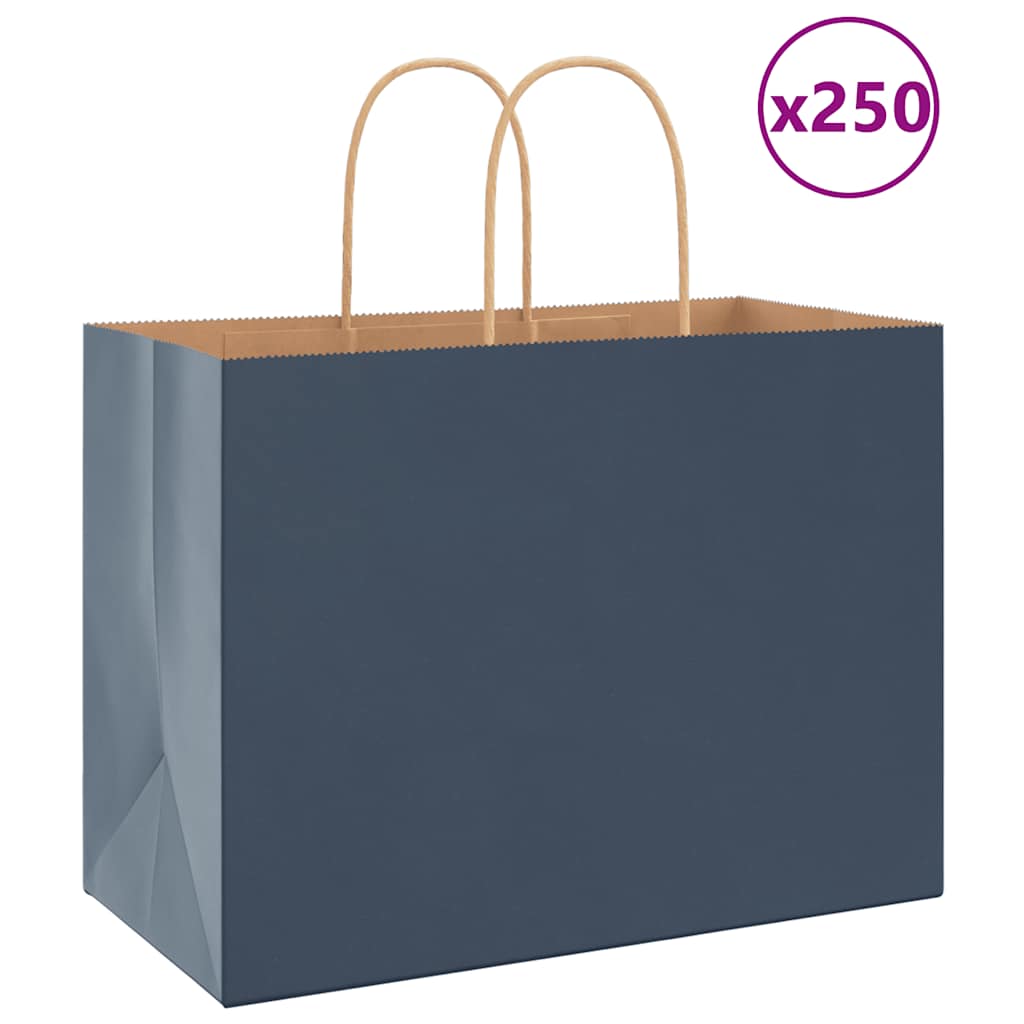 foto del prodotto sacchetti di carta 250 pz con manici blu 32x17x25 cm