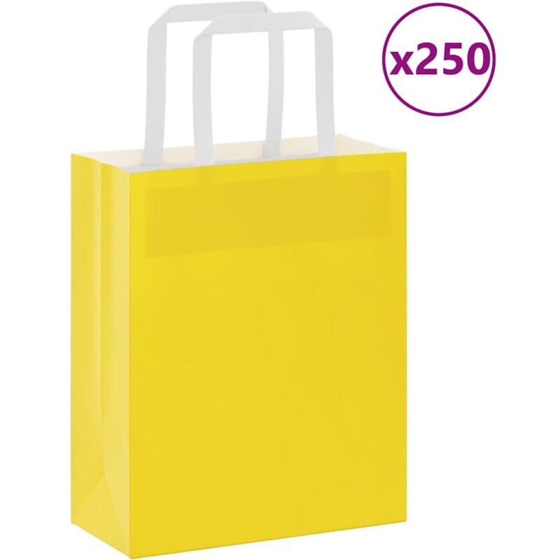 foto del prodotto sacchetti di carta 250 pz con manici gialli 18x8x22 cm vidaxl
