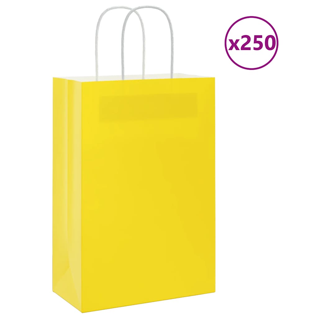foto del prodotto sacchetti di carta 250 pz con manici gialli 21x11x31 cm