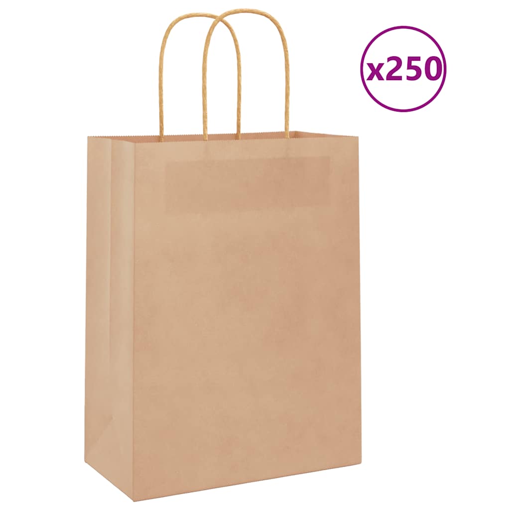 foto del prodotto sacchetti di carta 250 pz con manici marrone 21x11x28 cm