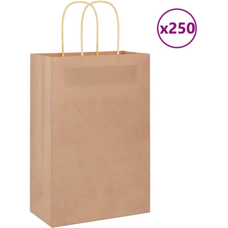 foto del prodotto sacchetti di carta 250 pz con manici marrone 21x11x31 cm vidaxl