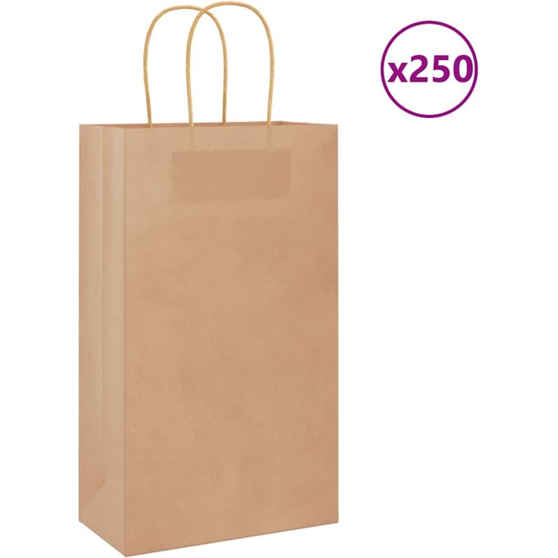 foto del prodotto sacchetti di carta 250 pz con manici marrone 21x11x36 cm vidaxl