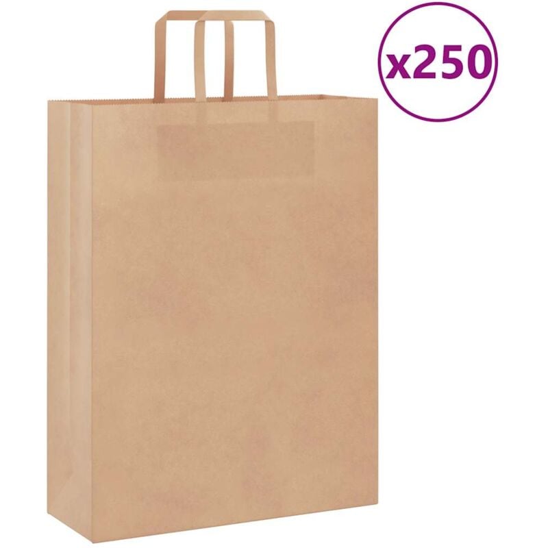 foto del prodotto sacchetti di carta 250 pz con manici marrone 32x12x42 cm vidaxl