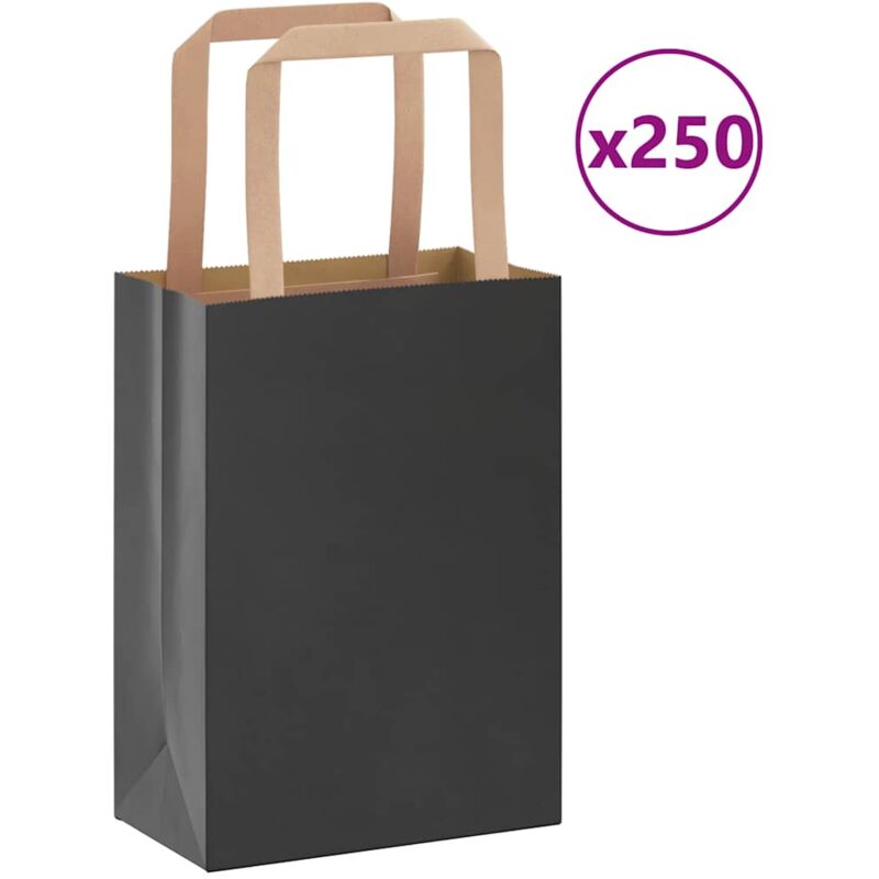 foto del prodotto sacchetti di carta 250 pz con manici neri 15x8x21 cm vidaxl