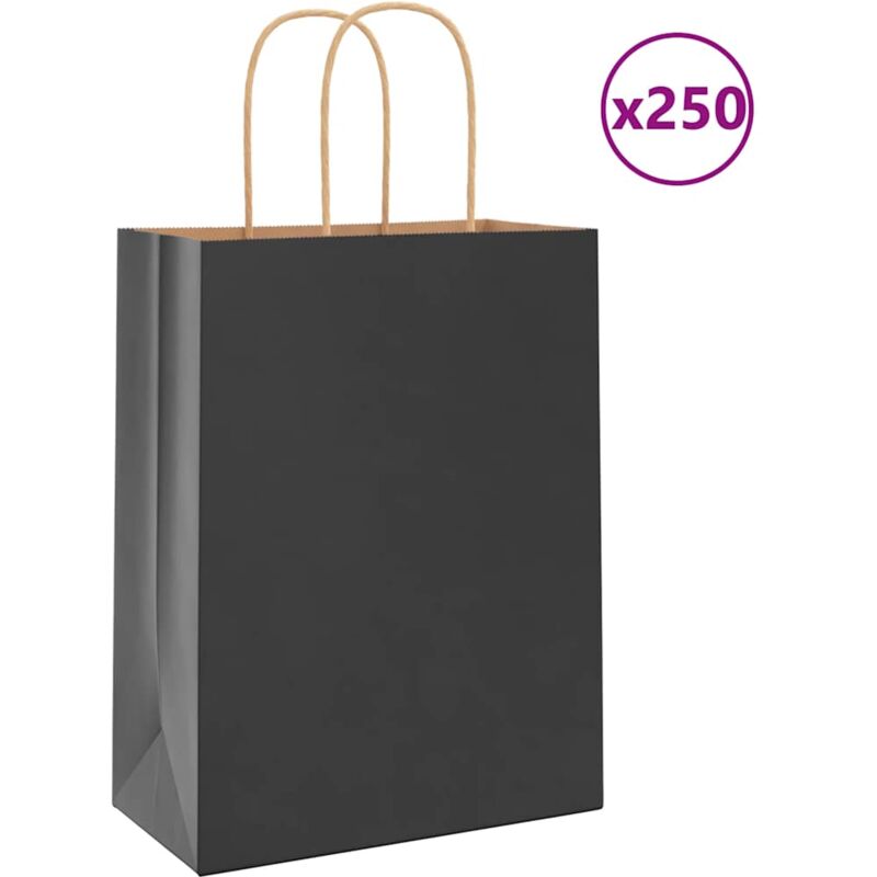 foto del prodotto sacchetti di carta 250 pz con manici neri 21x11x28 cm vidaxl