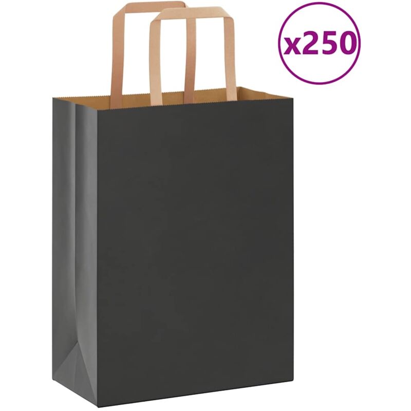 foto del prodotto sacchetti di carta 250 pz con manici neri 21x11x28 cm vidaxl