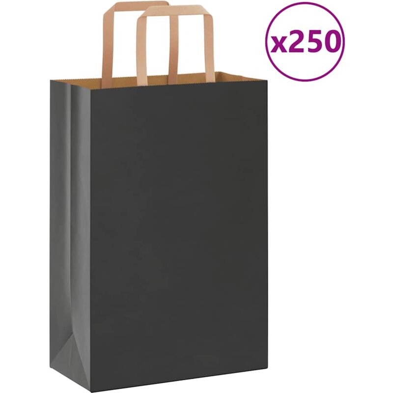 foto del prodotto sacchetti di carta 250 pz con manici neri 21x11x31 cm vidaxl