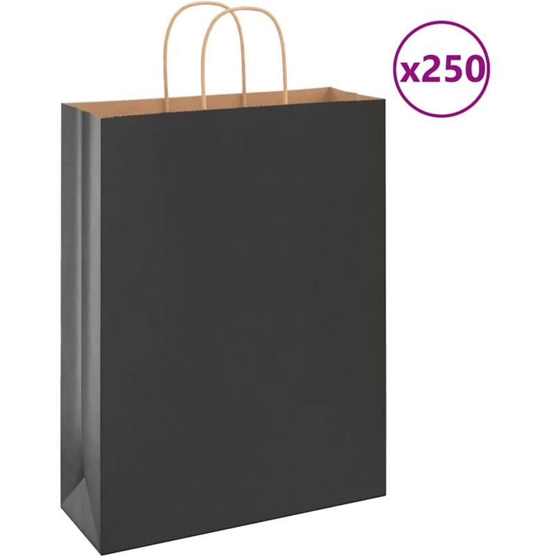 foto del prodotto sacchetti di carta 250 pz con manici neri 32x12x42 cm vidaxl