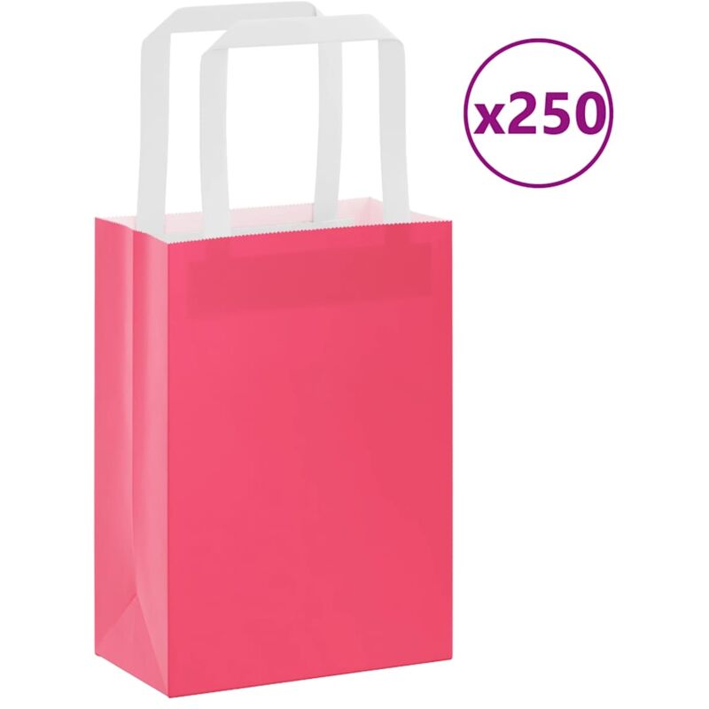 foto del prodotto sacchetti di carta 250 pz con manici rosa 15x8x21 cm vidaxl