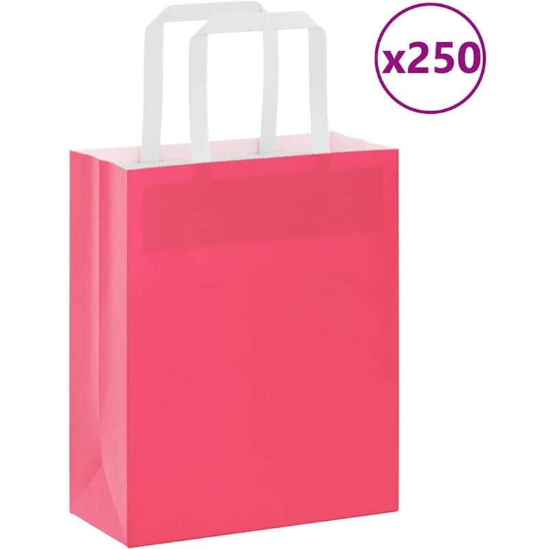 foto del prodotto sacchetti di carta 250 pz con manici rosa 18x8x22 cm vidaxl