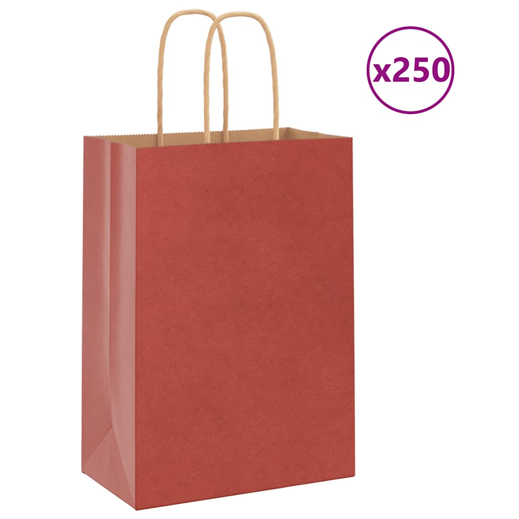 foto del prodotto sacchetti di carta 250 pz con manici rossi 15x8x21 cm