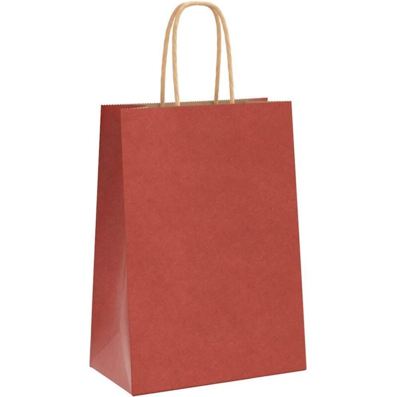 foto del prodotto sacchetti di carta 250 pz con manici rossi 15x8x21 cm vidaxl
