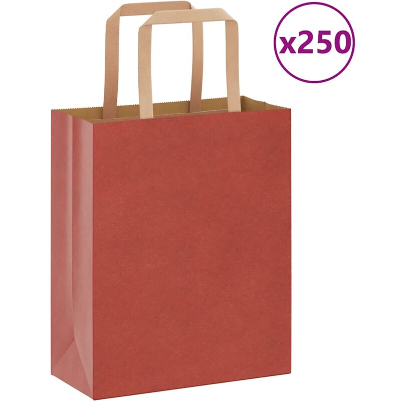 foto del prodotto sacchetti di carta 250 pz con manici rossi 18x8x22 cm vidaxl