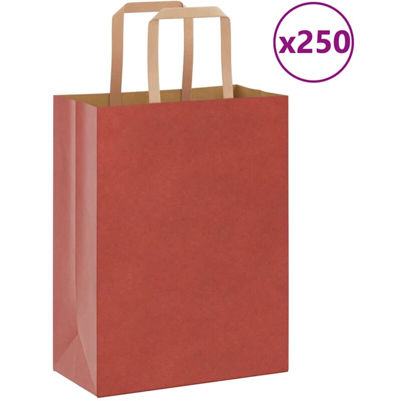 foto del prodotto sacchetti di carta 250 pz con manici rossi 21x11x28 cm - vidaxl