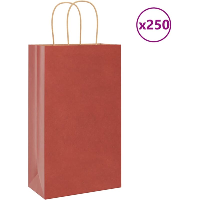 foto del prodotto sacchetti di carta 250 pz con manici rossi 21x11x36 cm vidaxl