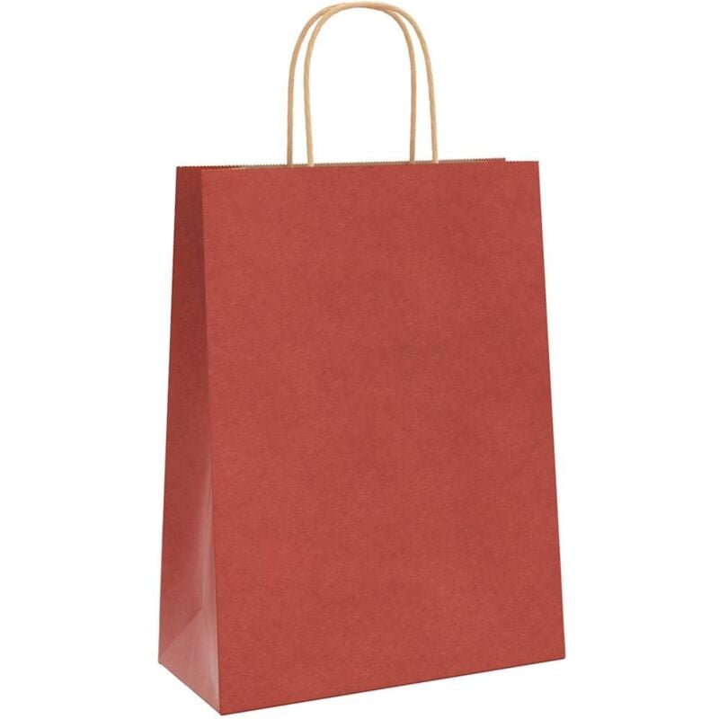 foto del prodotto sacchetti di carta 250 pz con manici rossi 26x12x35 cm vidaxl