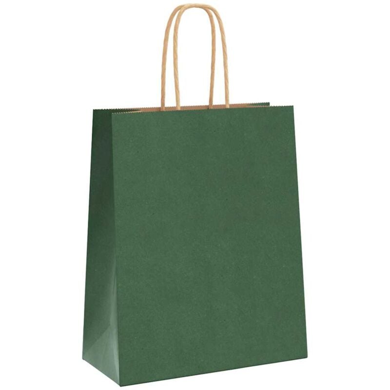 foto del prodotto sacchetti di carta 250 pz con manici verdi 18x8x22 cm vidaxl