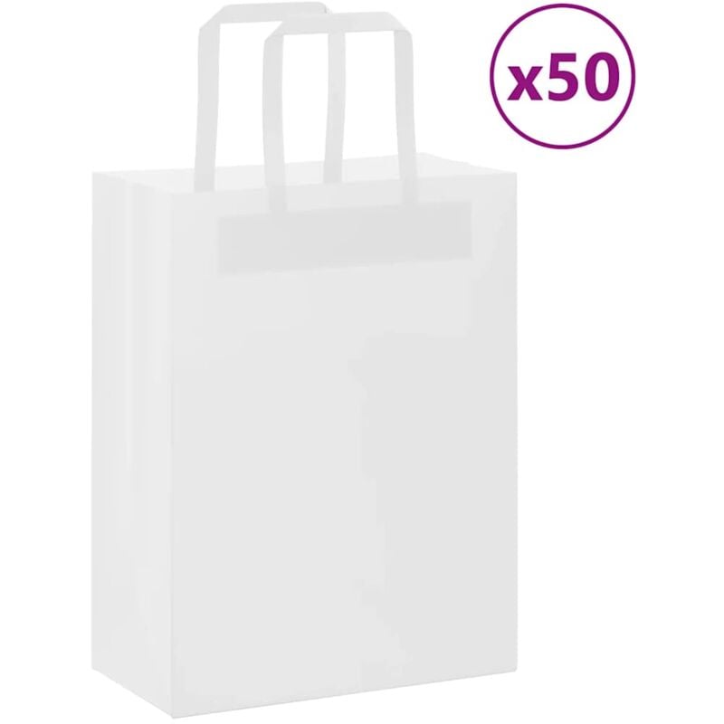 foto del prodotto sacchetti di carta 50 pz con manici bianchi 21x11x28 cm vidaxl
