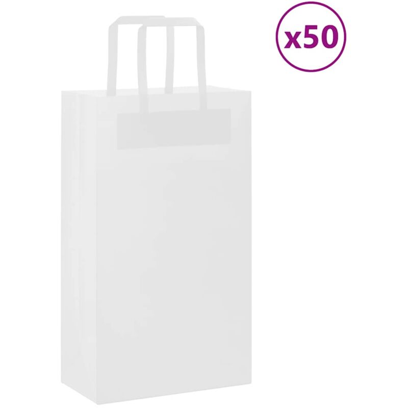 foto del prodotto sacchetti di carta 50 pz con manici bianchi 21x11x36 cm vidaxl
