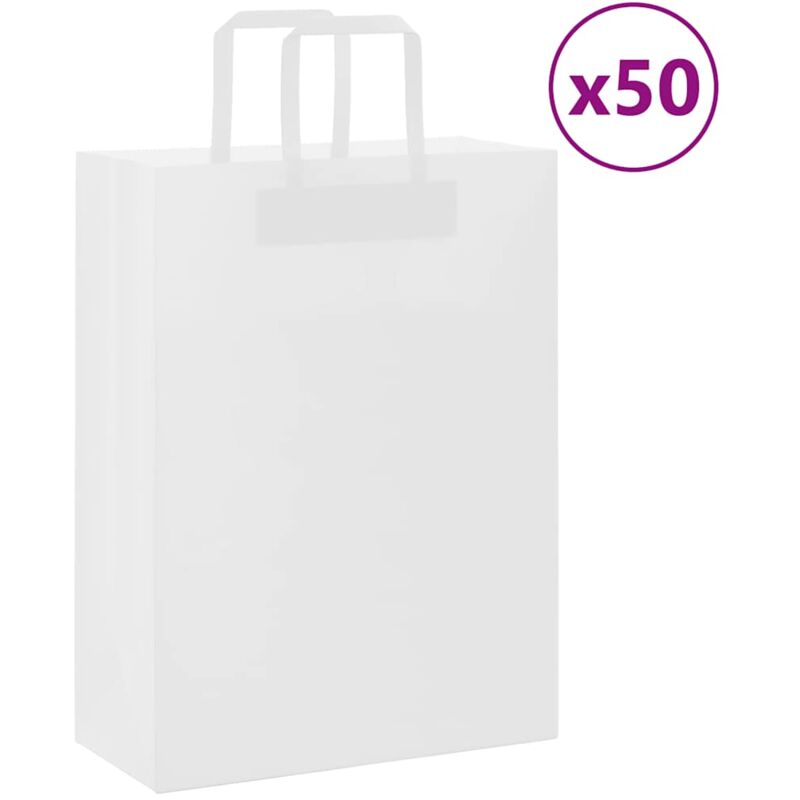 foto del prodotto sacchetti di carta 50 pz con manici bianchi 26x12x35 cm vidaxl