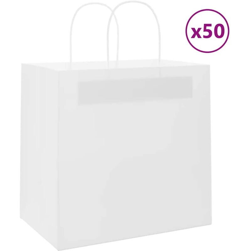 foto del prodotto sacchetti di carta 50 pz con manici bianchi 26x17x25 cm vidaxl