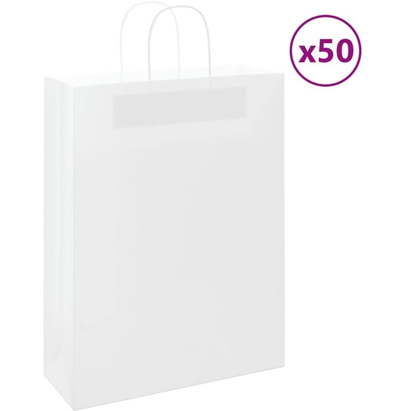 foto del prodotto sacchetti di carta 50 pz con manici bianchi 32x12x42 cm vidaxl