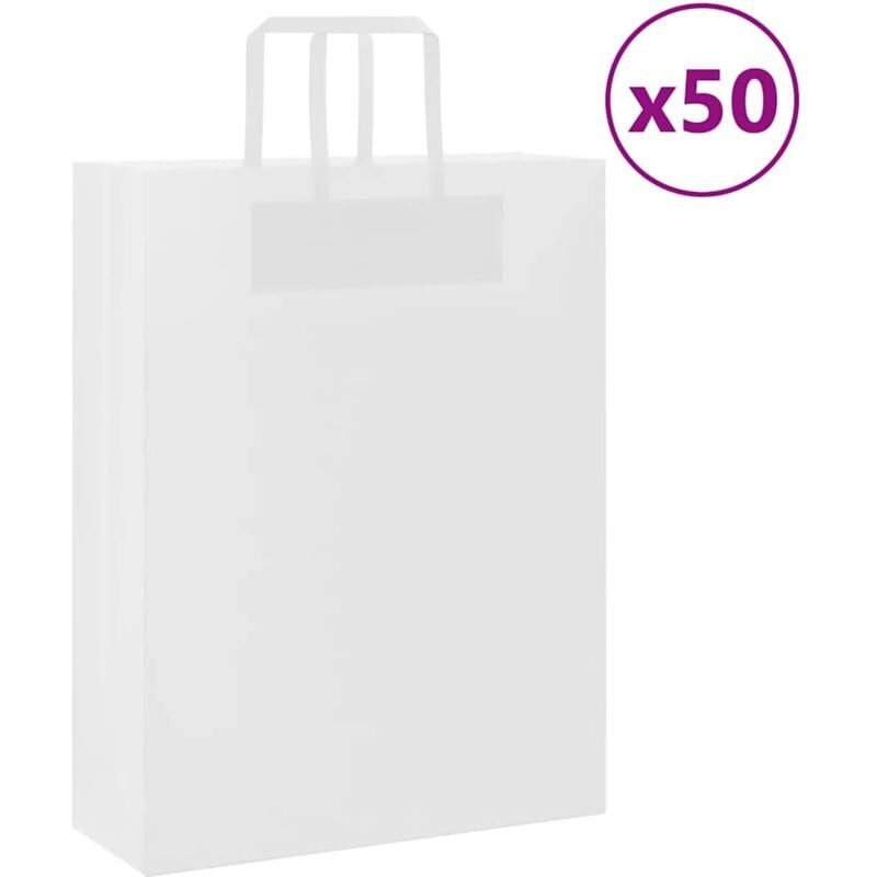 foto del prodotto sacchetti di carta 50 pz con manici bianchi 32x12x42 cm - vidaxl
