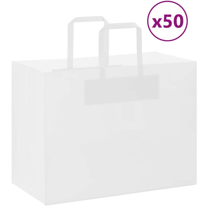foto del prodotto sacchetti di carta 50 pz con manici bianchi 32x17x25 cm vidaxl