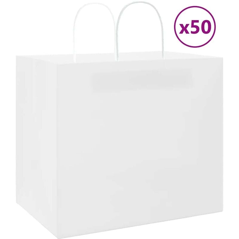 foto del prodotto sacchetti di carta 50 pz con manici bianchi 32x22x28 cm vidaxl