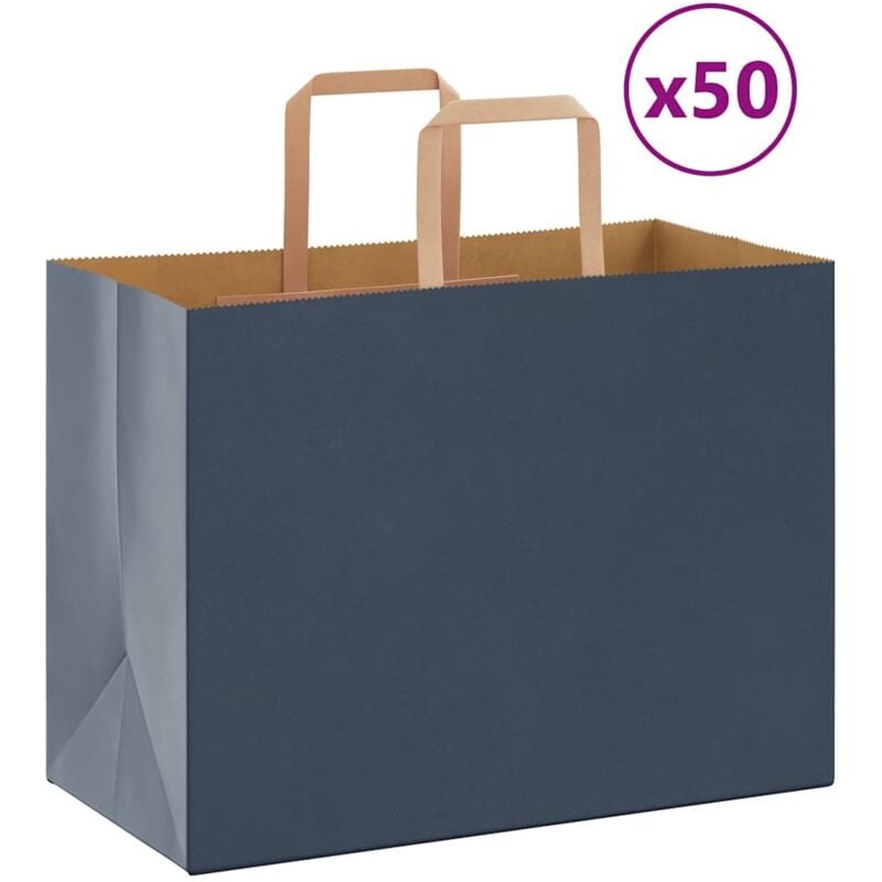 foto del prodotto sacchetti di carta 50 pz con manici blu 32x17x25 cm vidaxl