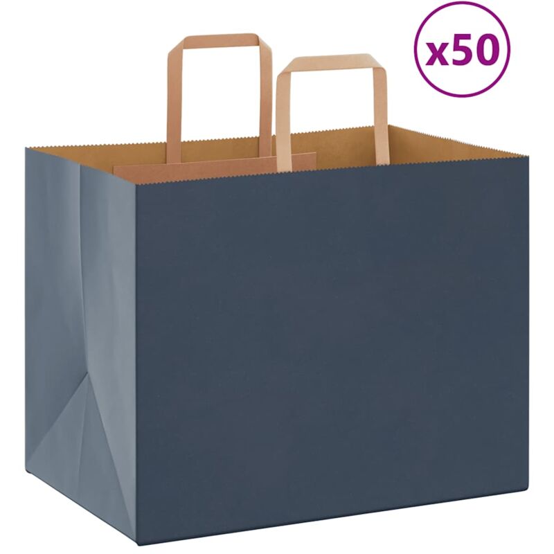 foto del prodotto sacchetti di carta 50 pz con manici blu 32x22x24 cm vidaxl
